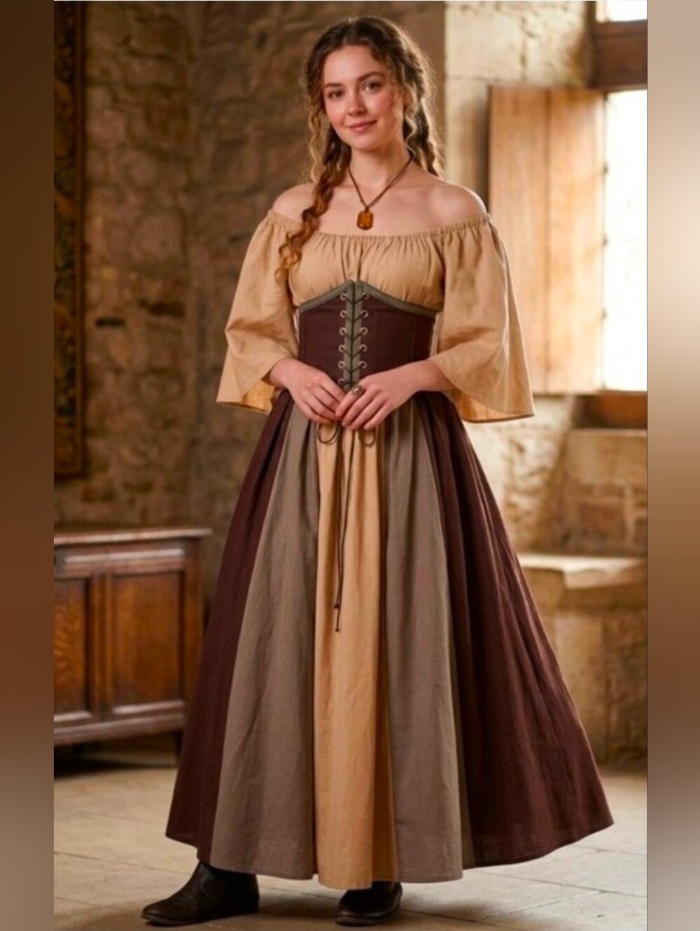 NWT Renaissance Dress Womens Medieval Ren Faire Costume Corset Victorian Ball